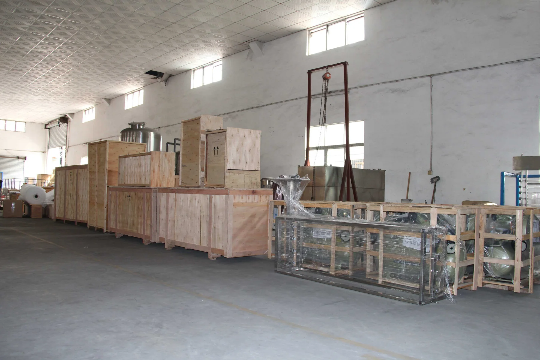 Water-treatment skids and export crates in production