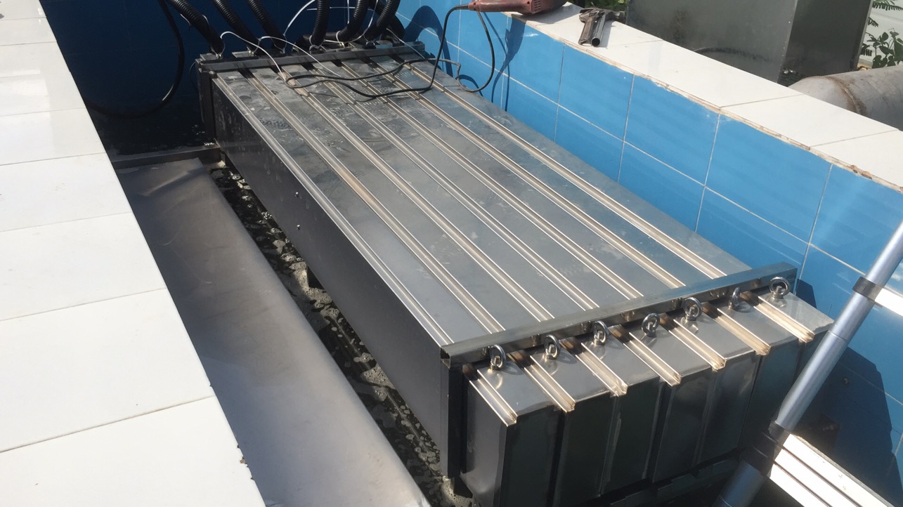 Open-channel UV modules installed in a municipal wastewater disinfection channel in South China