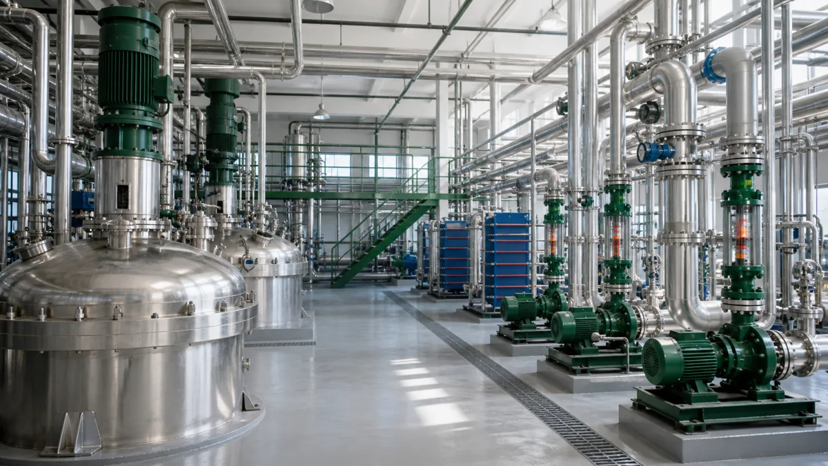Industrial water and process equipment inside a chemical processing plant