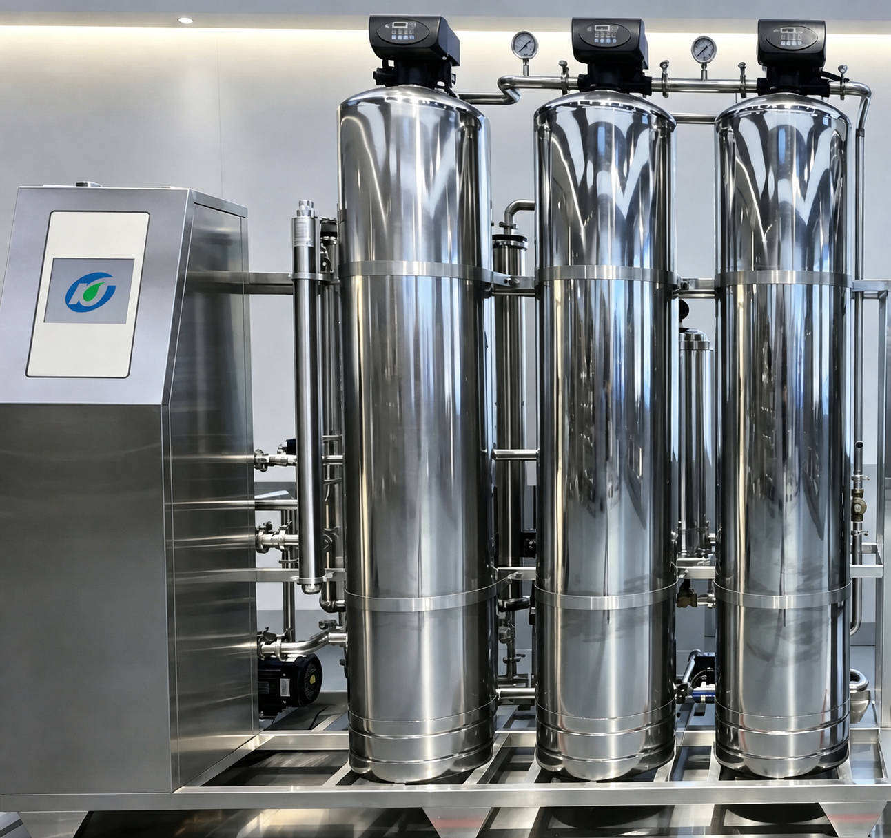 Complete single and double stage reverse osmosis system process diagram